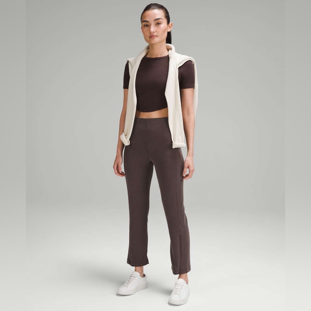 NWT Lululemon Ribbed Softstreme Zip-Leg HR Cropped Pant 25" Espresso Retail $138